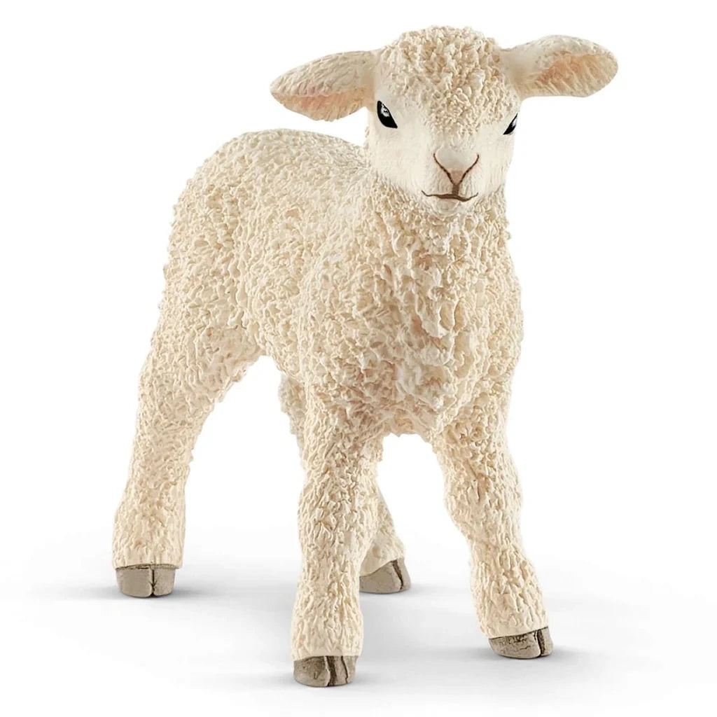 Schleich Lamb figure with both ears extended sideways and one front leg positioned forward