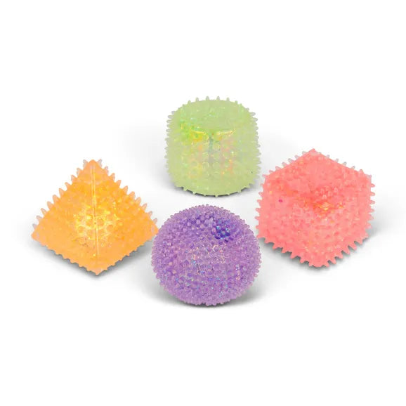 Scrunchems Sensory Sugar Shapes showing pyramid, sphere, cylinder and cube designs