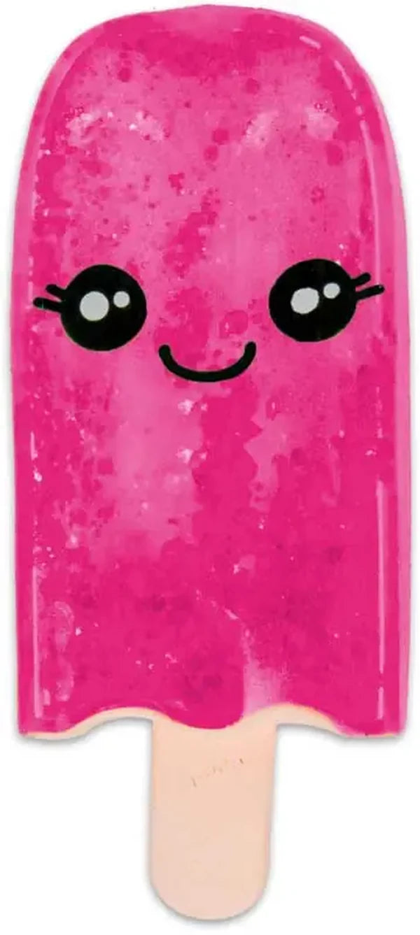Pink Scrunchems Sugar Ice Lolly with glitter pieces, smiling face and wooden style stick