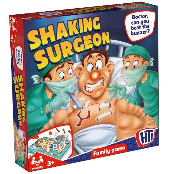 HTI Shaking Surgeon board game box with cartoon surgery theme Ireland