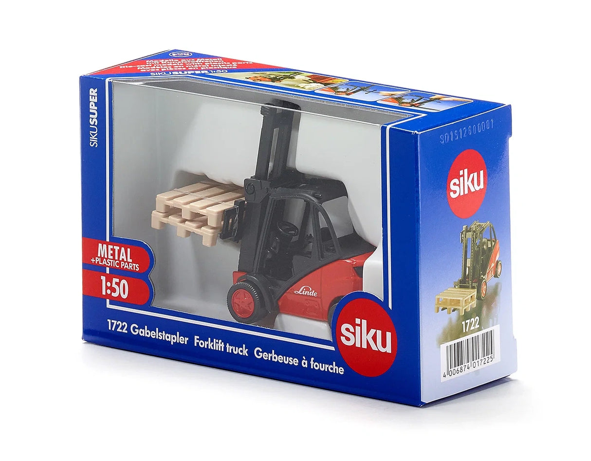 Siku 1:50 Forklift Truck 1722 shown in blue boxed packaging