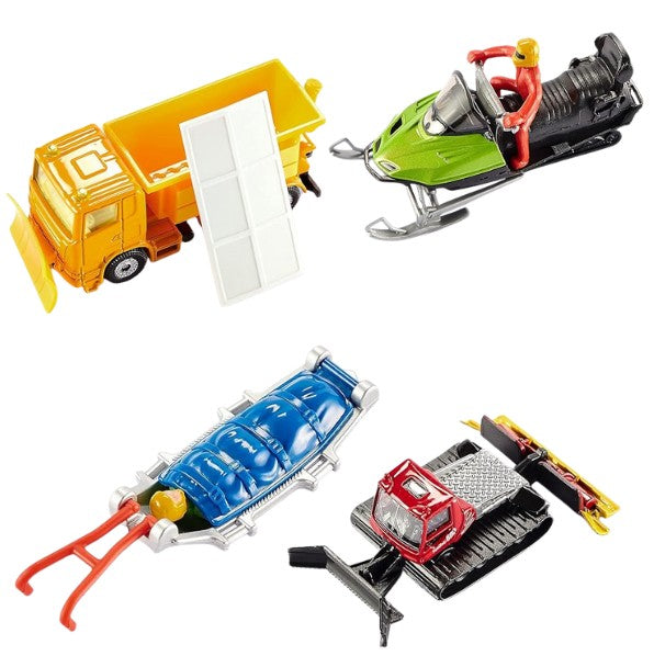 Vehicles from Siku Winter Gift Set 6290 including snowmobile, truck, and rescue sled – Ireland