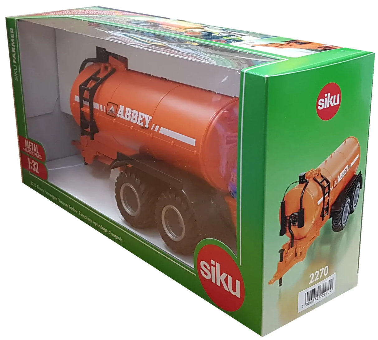 Siku Abbey Vacuum Tanker 2270 1:32 farm toy in green Siku Farmer box packaging with clear display window