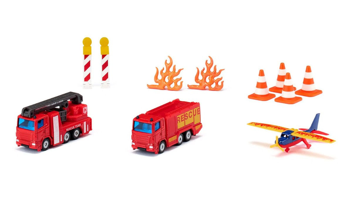 Siku Fire Brigade Gift Set 6330 with ladder truck, fire engine, rescue plane and cones – Ireland