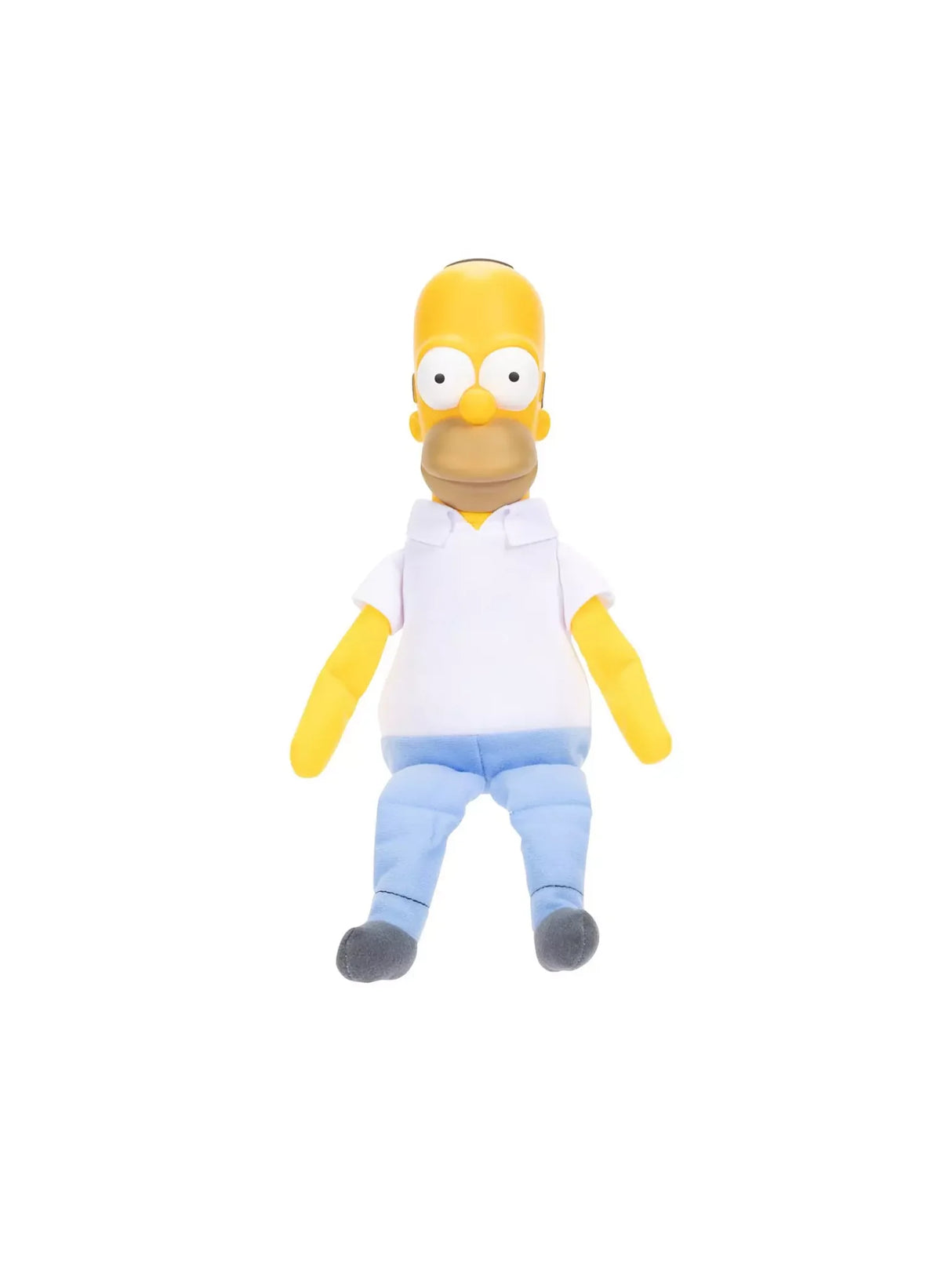 Front view of The Simpsons Homer Shelf Talker plush with sculpted head and soft body on white background in Ireland