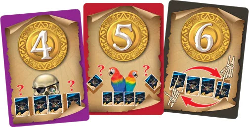 Card artwork from Skullduggery game showing numbers and pirate actions in Ireland