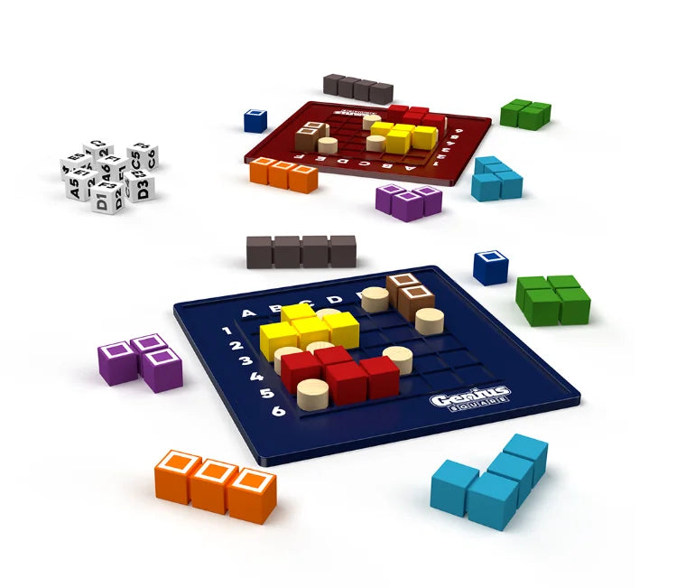 Genius Square game boards and puzzle blocks during gameplay Ireland