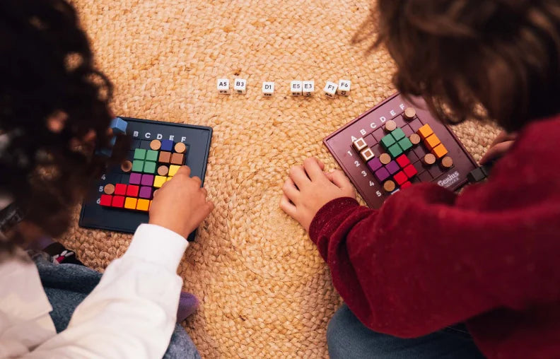 Children playing Genius Square puzzle game together indoors Ireland
