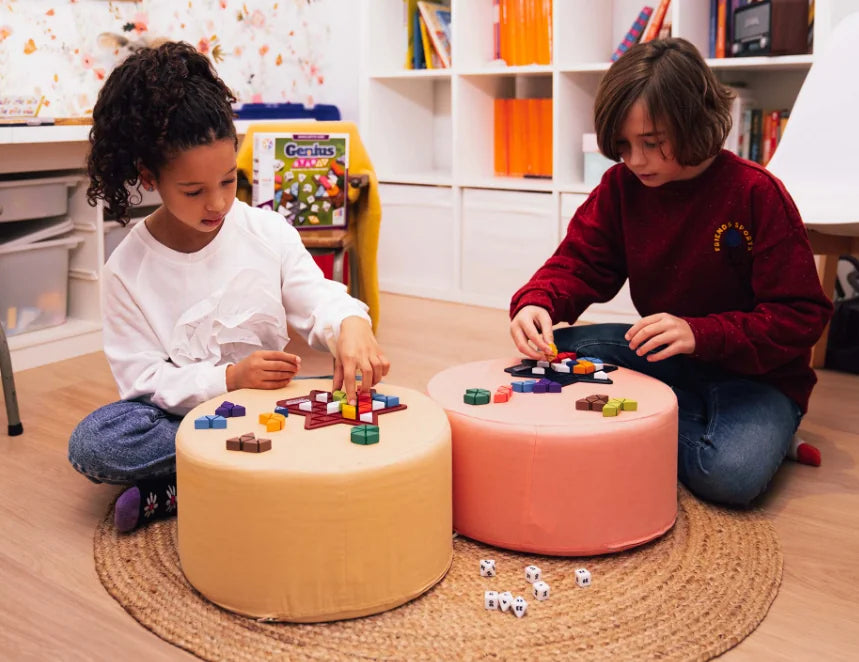 Children playing Smart Games Genius Star game in living room setting Ireland