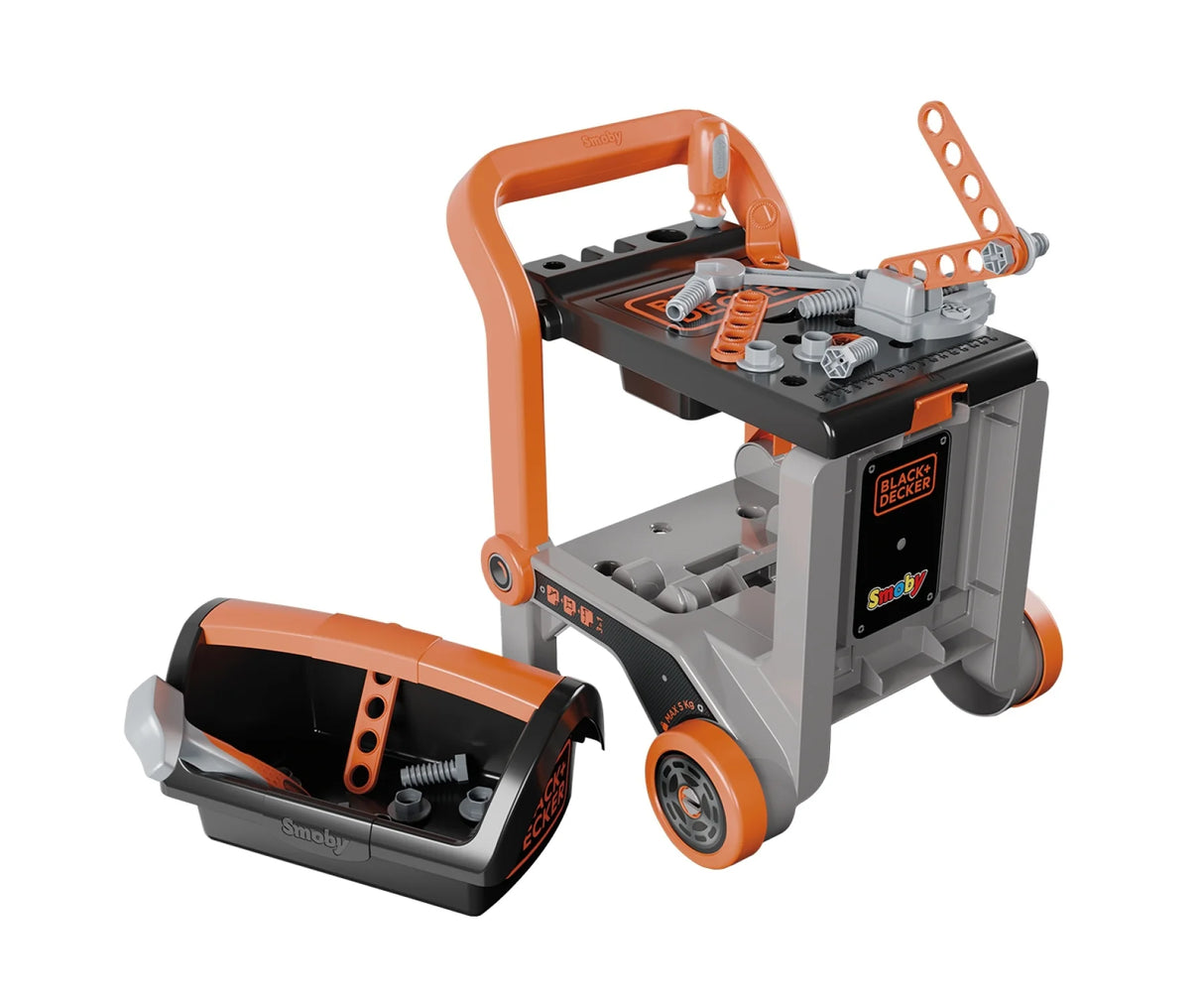 Smoby Black+Decker Devil Workmate 3 in 1 playset with tool bench, trolley and detachable toolbox