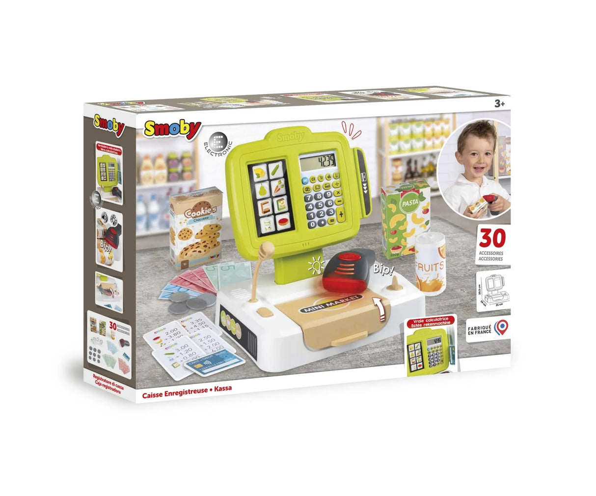 Box of Smoby Electronic Cash Register toy set with 30 accessories – Ireland