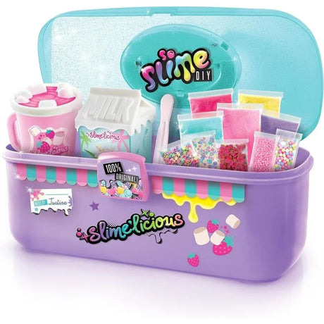 Open So Slime DIY Case showing slime powders, mix-ins, and decorated containers – Ireland