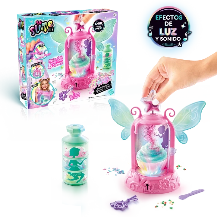 So Slime DIY Fairy Slime Potion Maker retail packaging displayed with the pink fairy machine and slime making accessories.