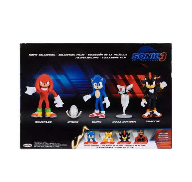 Back packaging of Sonic 3 Movie Multipack with 6.3 cm (2.5 inch) figures and character lineup in Ireland.