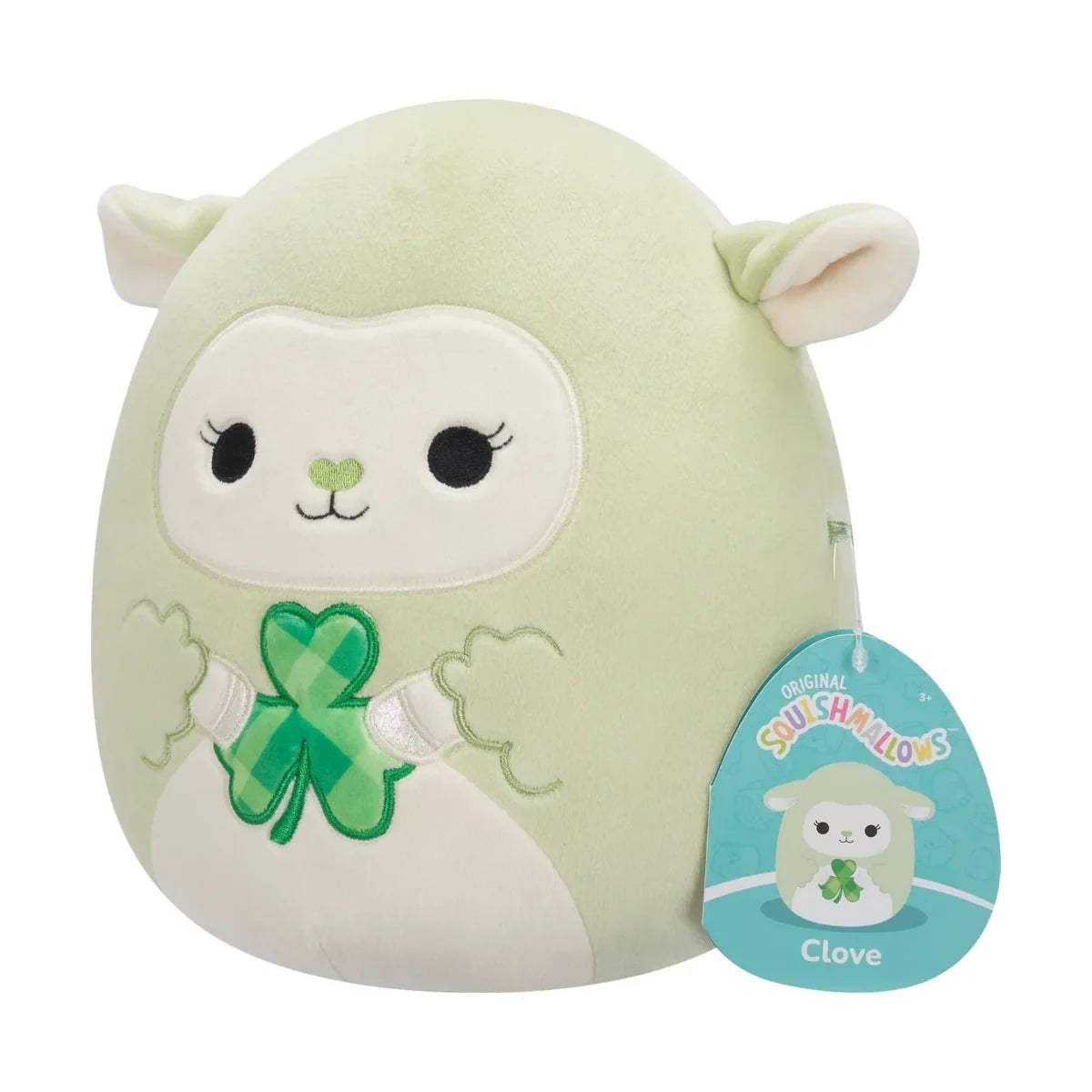 Squishmallows Clove the green lamb plush with product tag attached
