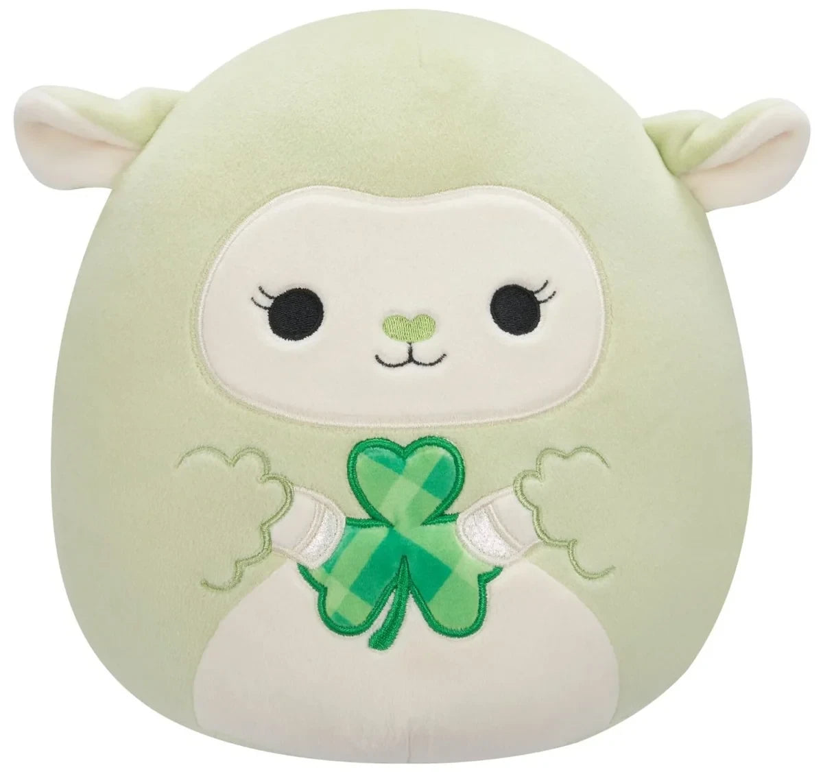 Squishmallows Clove the green lamb plush holding a green shamrock