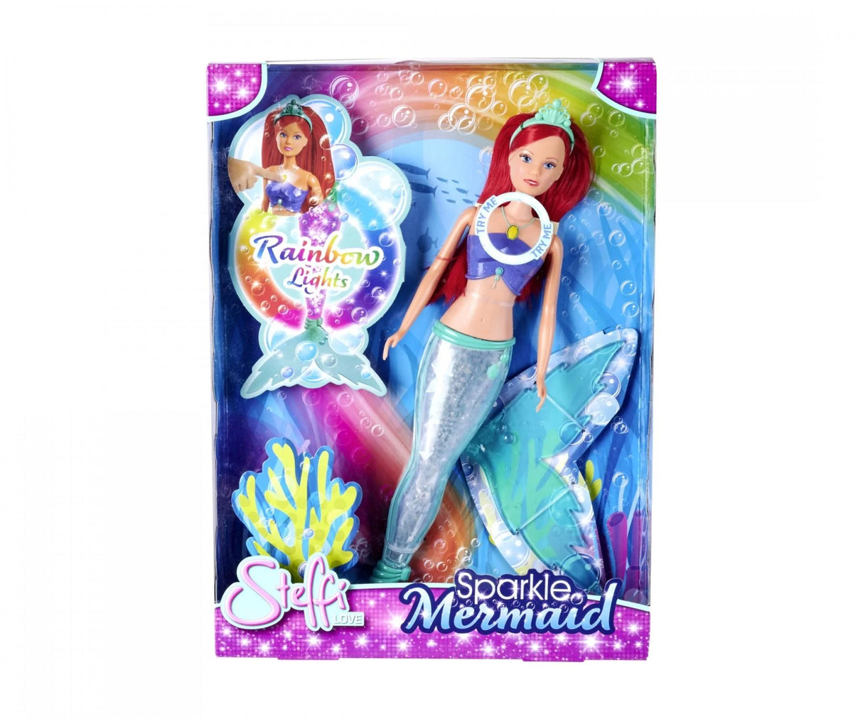 Steffi Love Sparkle Mermaid doll in retail box with rainbow lights feature – Ireland