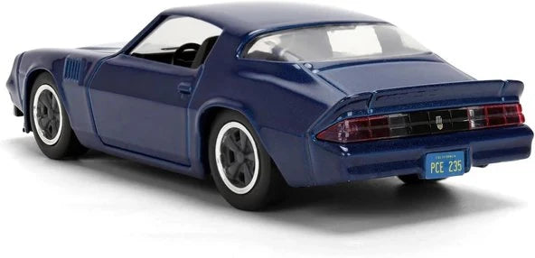 Stranger Things Billy's Chevrolet Camaro die-cast model rear view showing spoiler, tail lights and California licence plate
