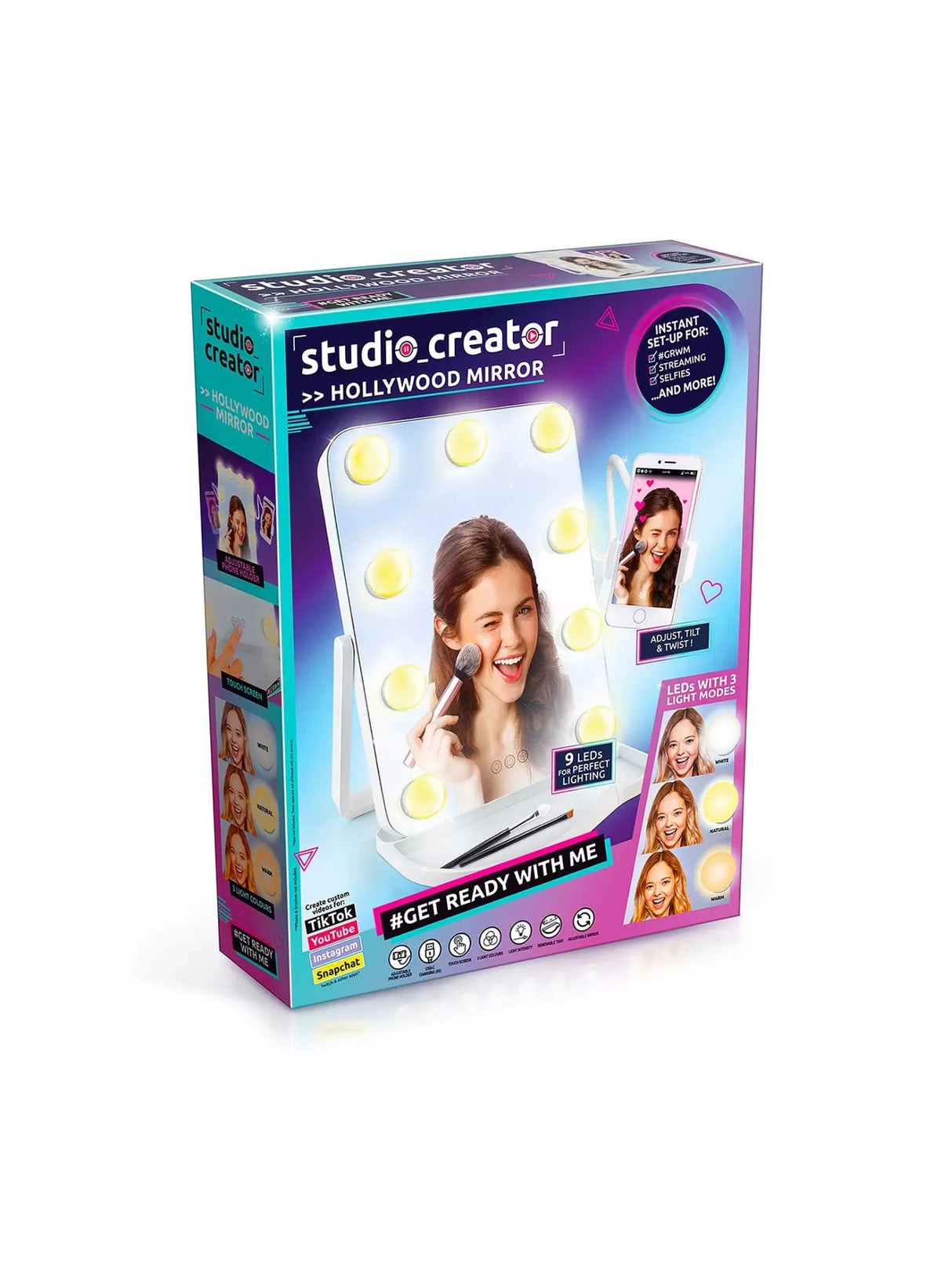 Studio Creator Hollywood Mirror retail box with product images and features in Ireland