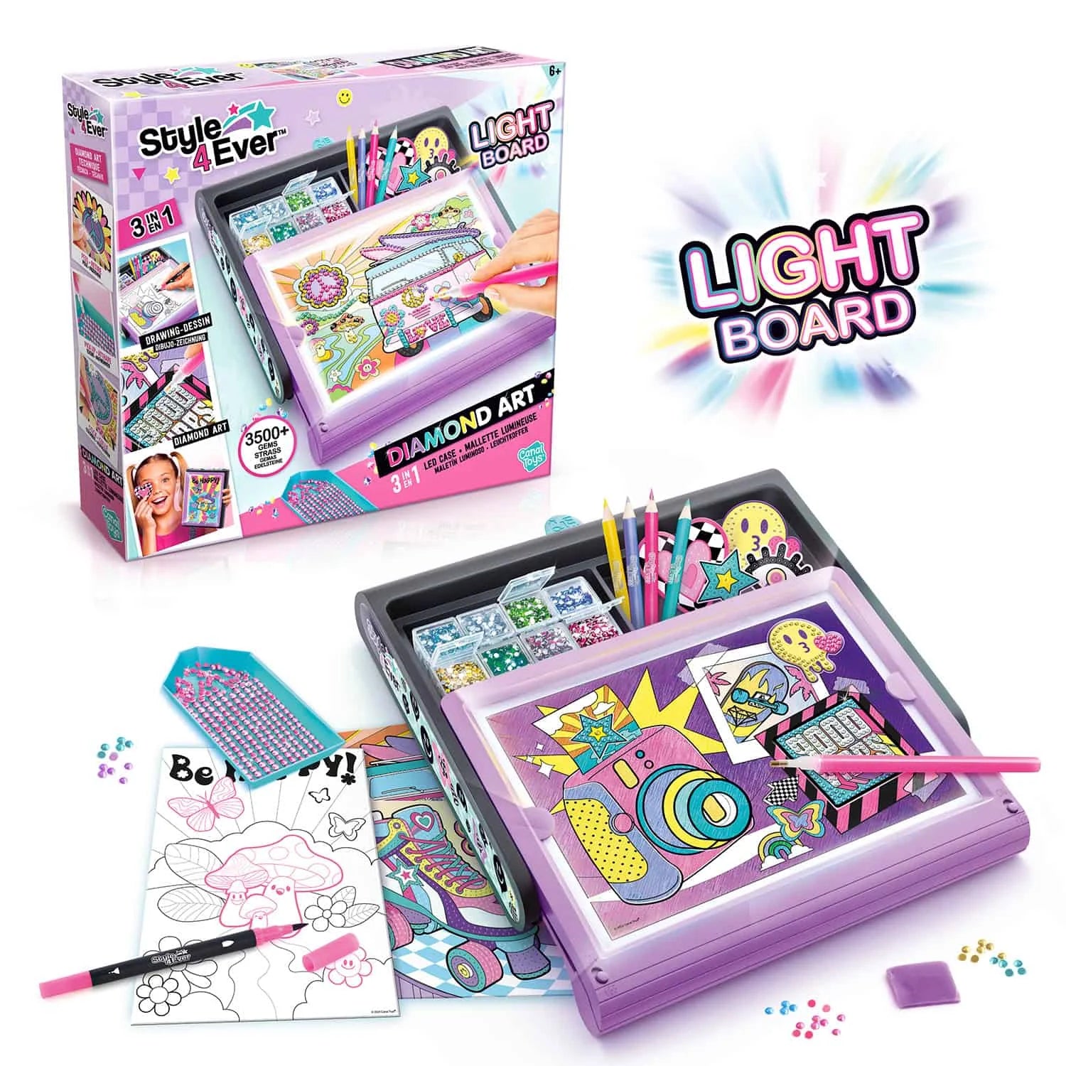 Style 4 Ever Diamond Art LED Case box with lightboard, tools, and diamond art setup – Ireland