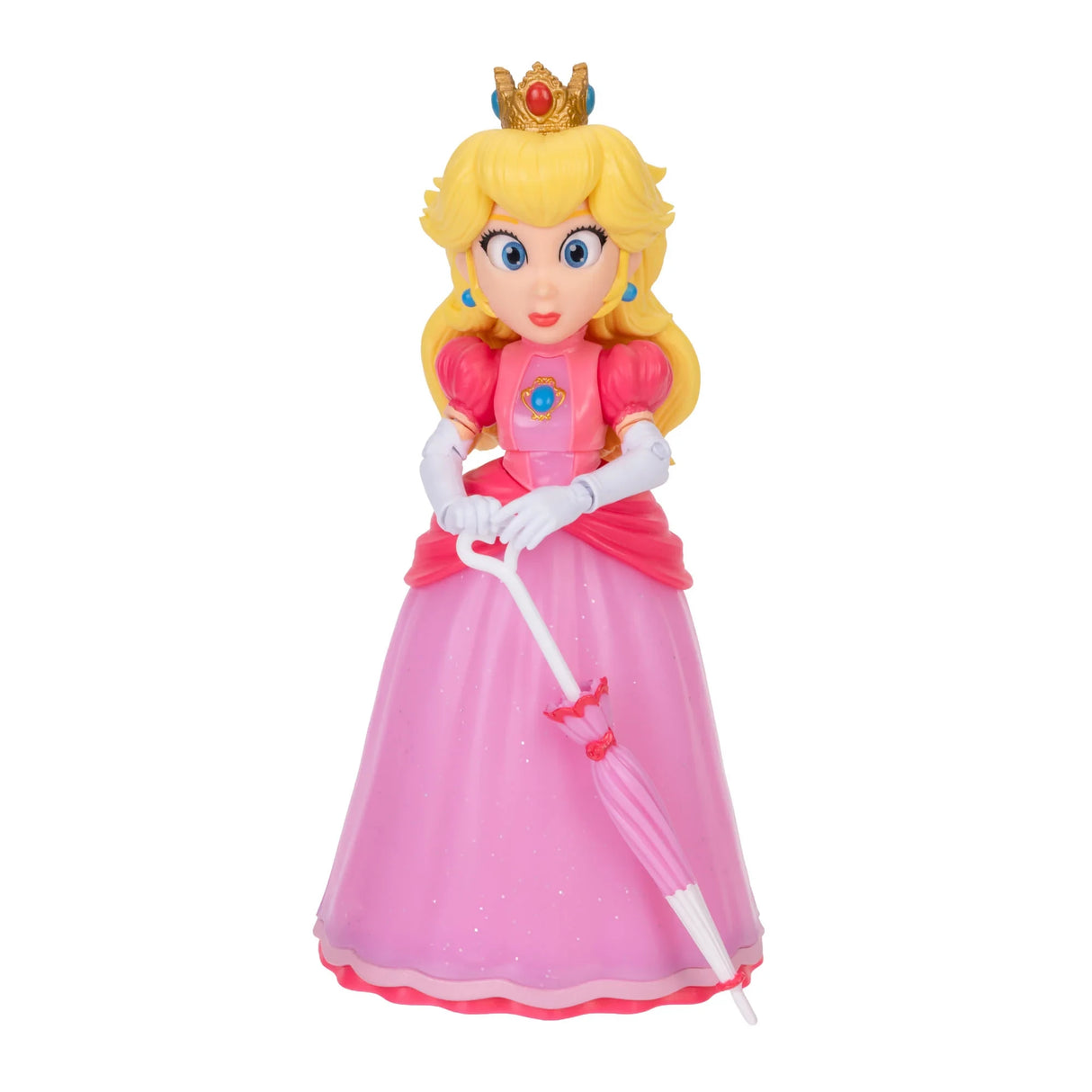 Princess Peach figure in pink dress holding the closed pink parasol accessory