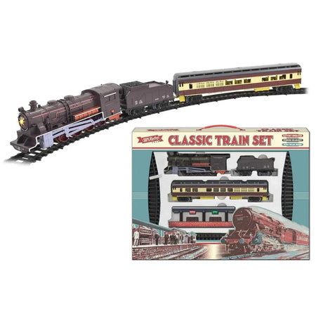 Superetro Classic Battery Operated Train Set running on track with lights and sound in Ireland