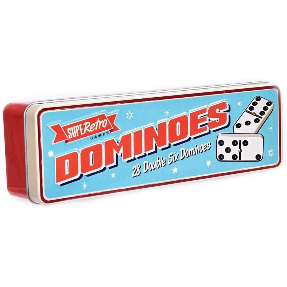 Retro SuperRetro Dominoes game tin showing front design – Ireland