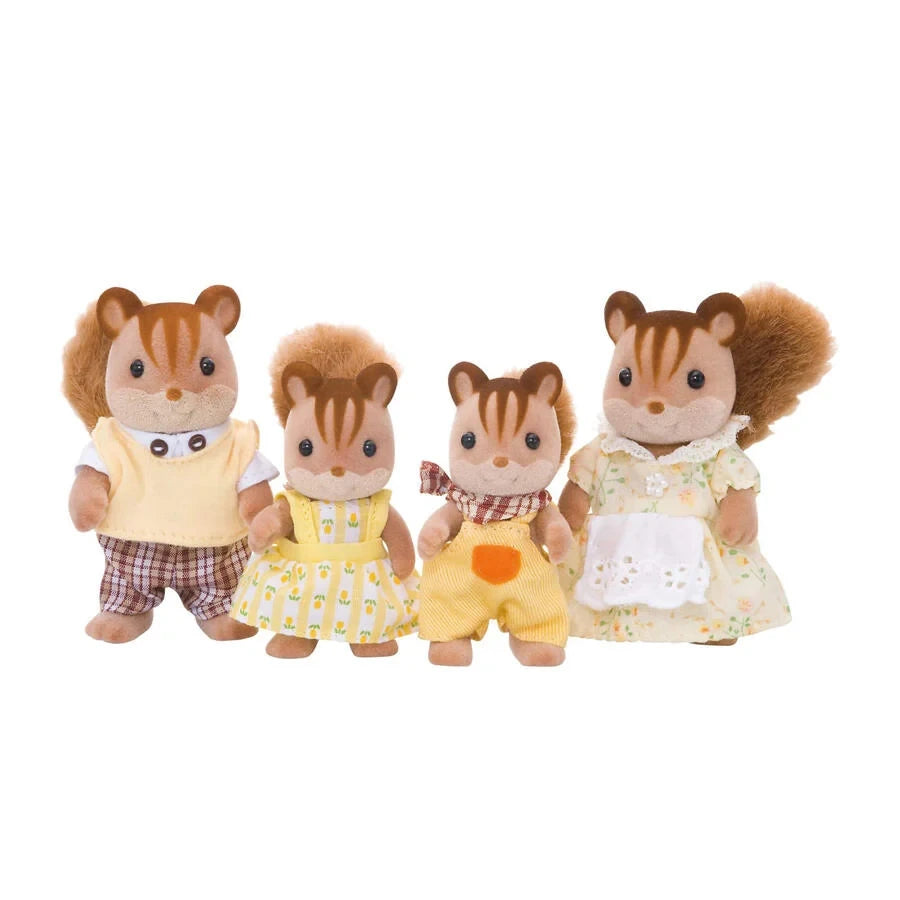 Four squirrel figures shown from the front on a white background