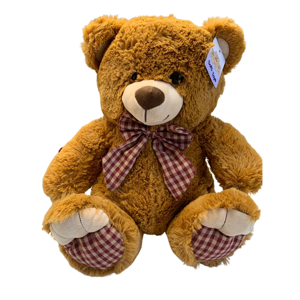Teddie Sitting Brown Bear 36cm plush teddy bear with round ears, cream muzzle and visible Soft Toys tag