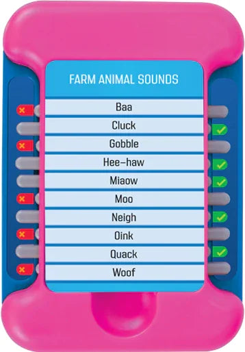 Tension Junior slider device showing farm animal sound answers in Ireland