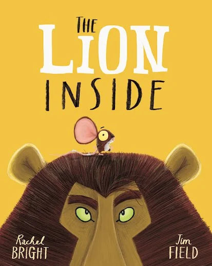 Front cover of The Lion Inside board book showing the tiny mouse on a lion’s head in Ireland
