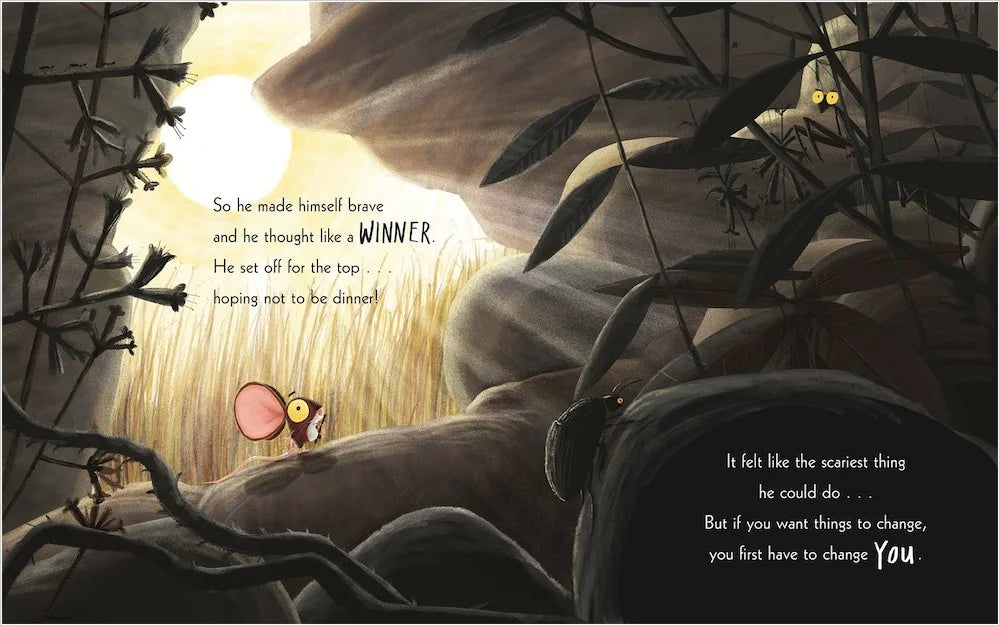 Illustration of the brave little mouse starting his journey in The Lion Inside storybook in Ireland