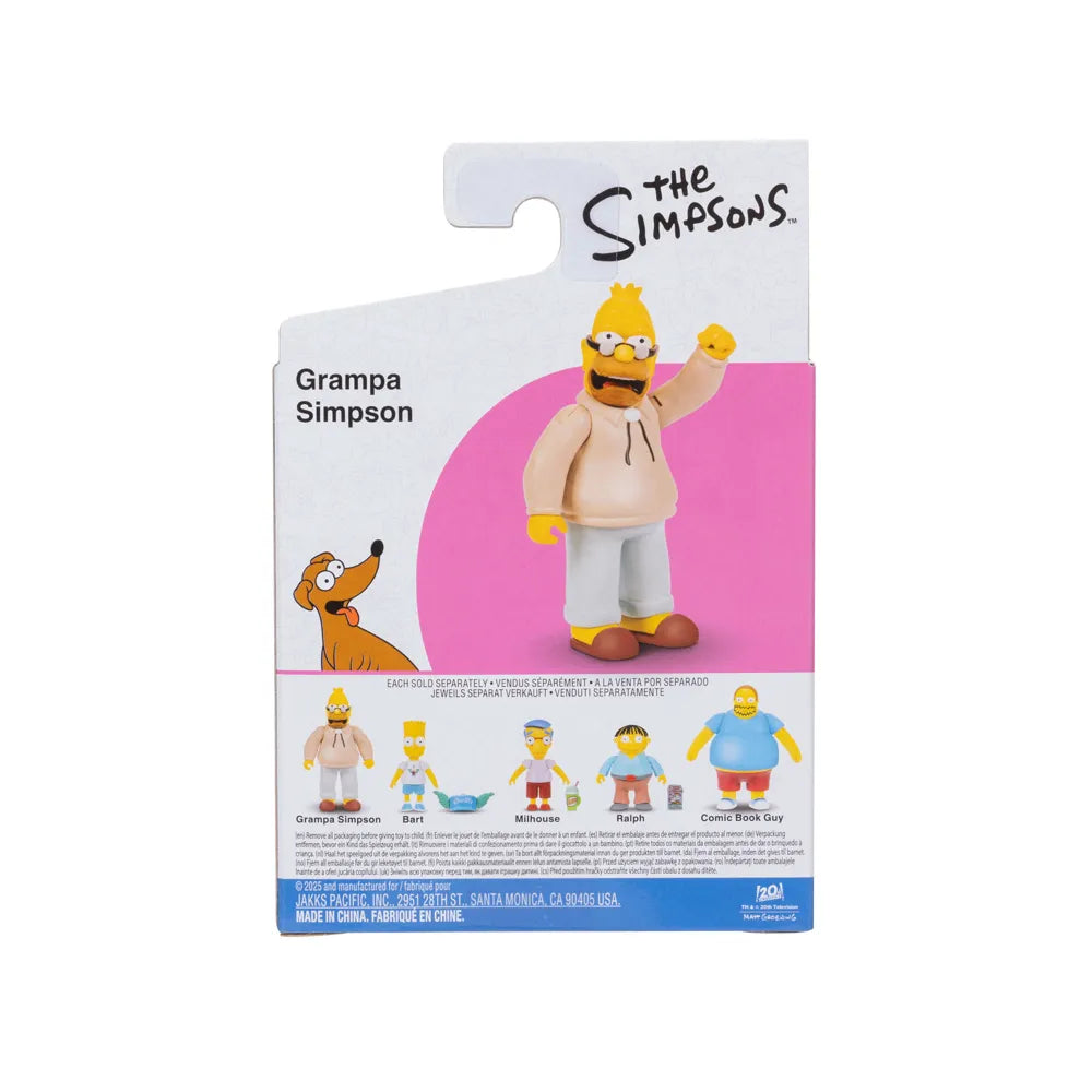 Back of The Simpsons Grampa Simpson figure packaging showing the figure and other Simpsons characters
