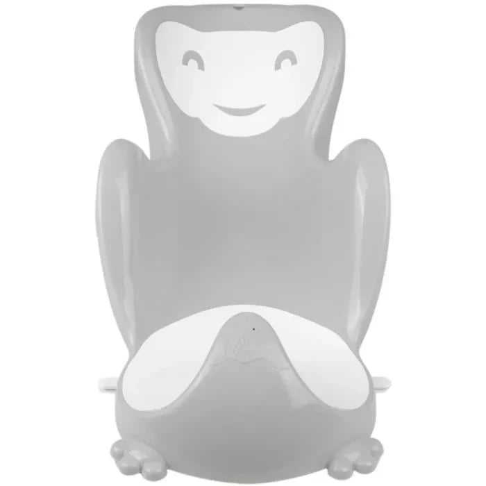 Thermobaby Babycoon Grey Charm Bath Seat front view showing the contoured baby support shape