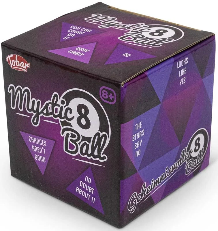 Tobar Mystic 8 Ball in purple display box with sample answers – Ireland