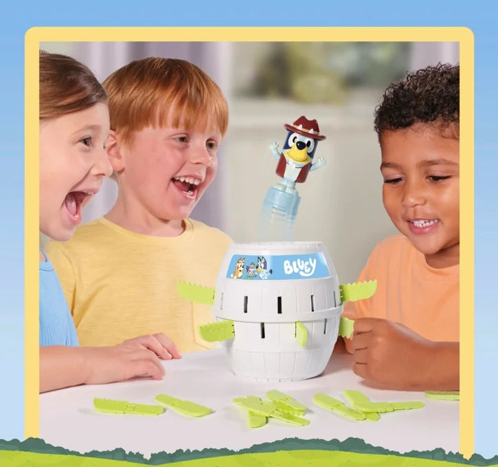 Children playing TOMY Pop Up Bluey game with Bluey popping out – Ireland