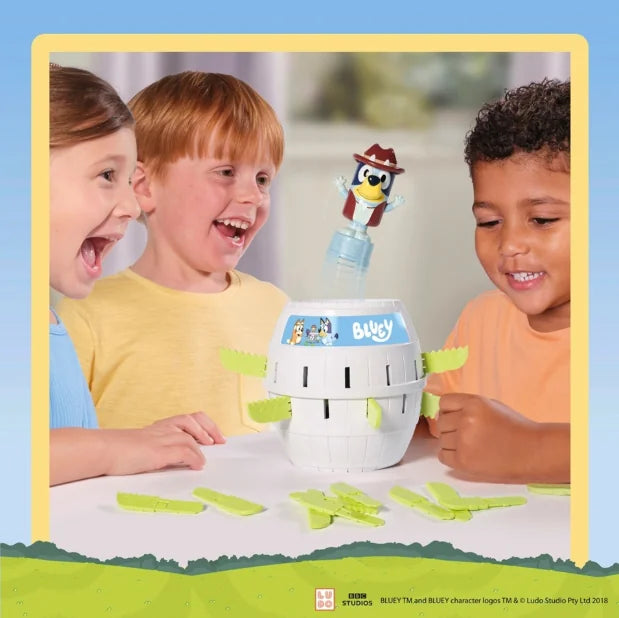 Children playing TOMY Pop Up Bluey game with Bluey popping out – Ireland