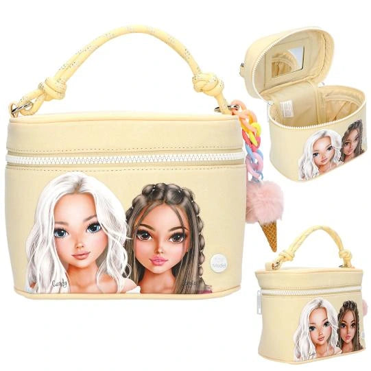 TOPModel Cosmetic Case CANDY GLAM collage image showing front view, open interior and side profile