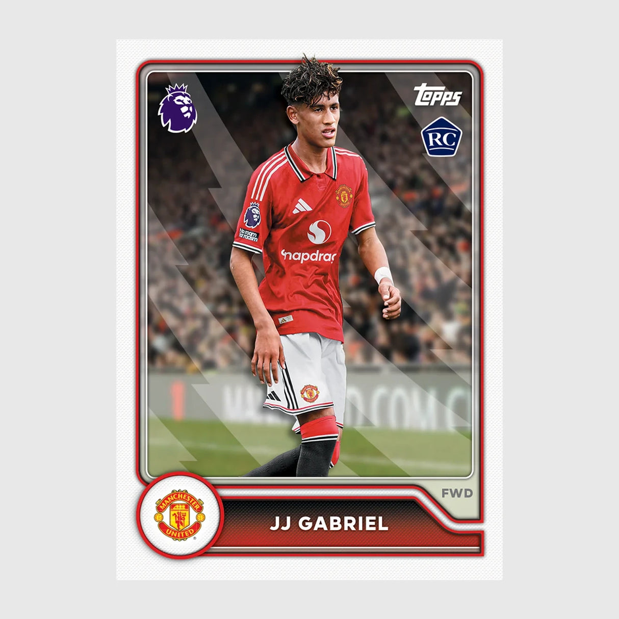 JJ Gabriel Manchester United rookie trading card in red home kit
