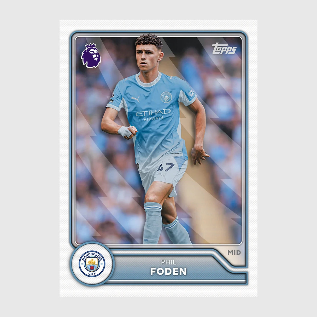 Phil Foden Manchester City Premier League trading card in blue home kit