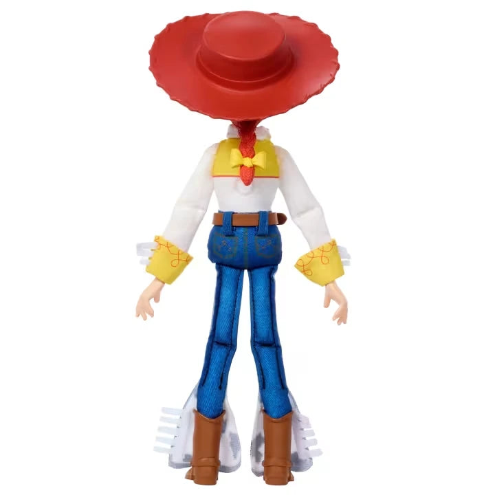Toy Story 5 Jessie from behind showing red hat, yellow bow, blue trousers and brown boots