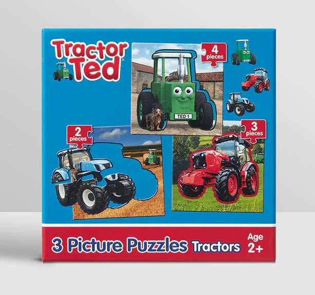 Tractor Ted 3 Picture Puzzle Box Front with Tractors for Kids in Ireland