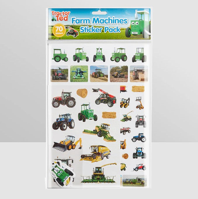 Tractor Ted Farm Machines Sticker Pack with 70 tractor and machine stickers - Ireland