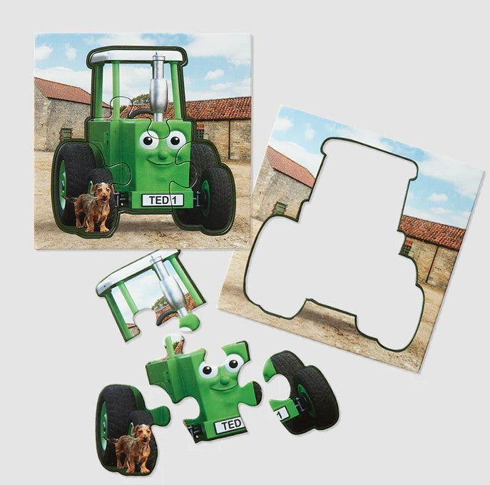 Disassembled Green Tractor Ted Puzzle Showing All Pieces in Ireland