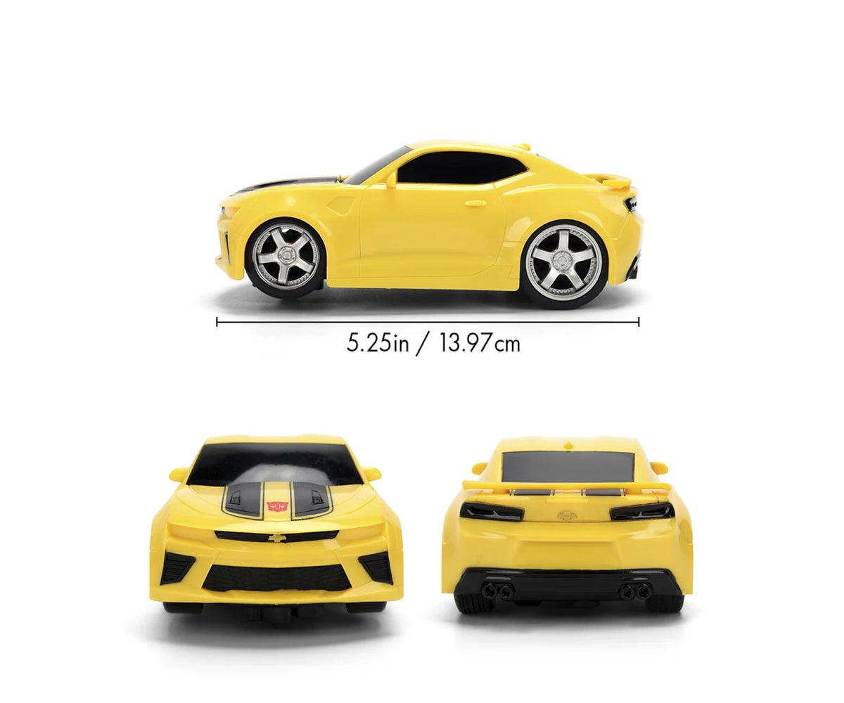 Transformers Bumblebee RC 1:32 Chevrolet Camaro dimensions graphic showing a vehicle length of 13.97 cm.