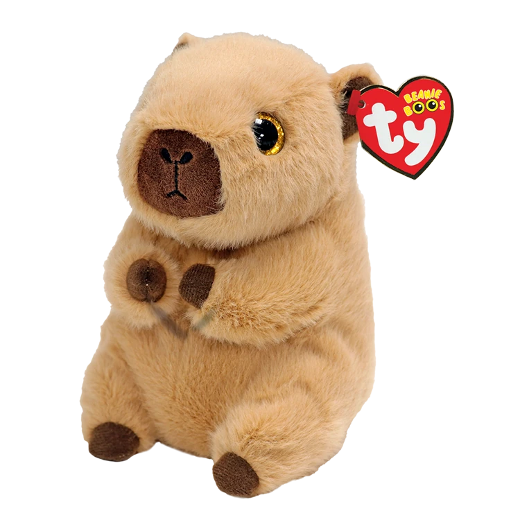 Ty Beanie Bellies Lara Capybara soft toy front view with red TY heart tag and brown paws