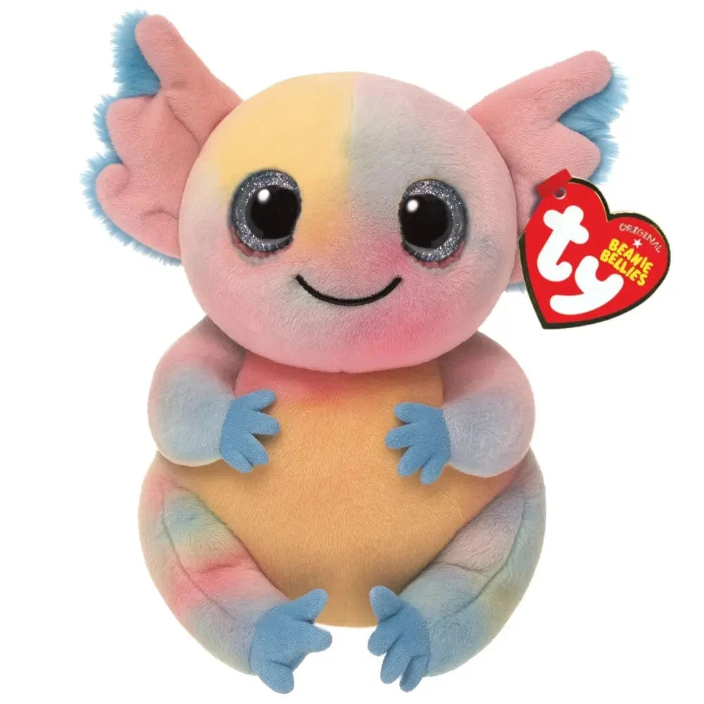 Ty Beanie Bellies Loxie Axolotl plush front view with red TY heart tag