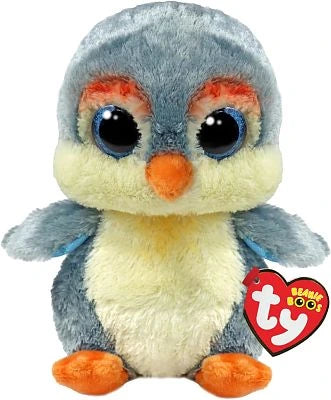Ty Beanie Boo Fisher Penguin plush shown closer with red heart tag
