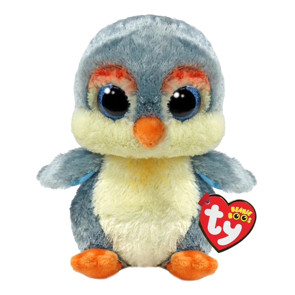 Ty Beanie Boo Fisher Penguin plush front view with red TY heart tag