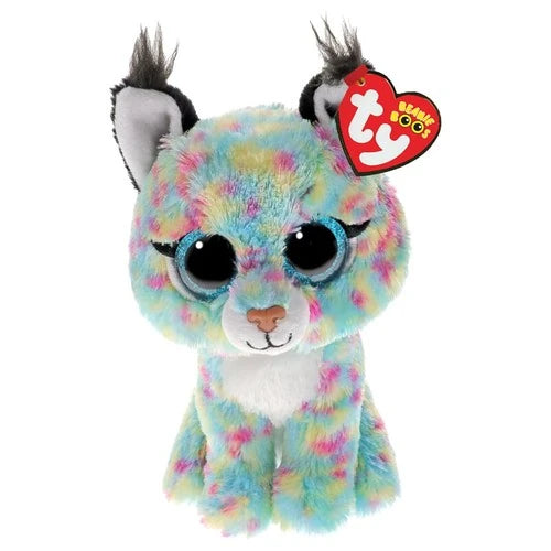 Ty Beanie Boo Lynx Bobcat plush front view with red TY heart tag